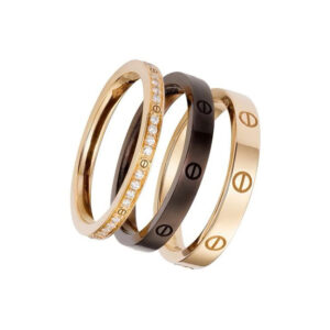 Cartier Love Ring Set Rose Gold, Ceramic, Diamond Ring