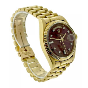 Rolex DayDate Oxblood Stella Diamond Dial Automatic 36mm 18K Gold President 1803