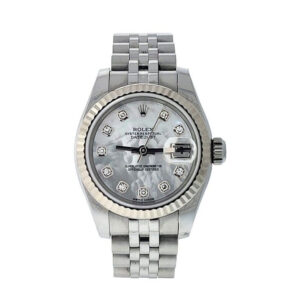 Lady-Datejust Steel 18kt White Gold Fluted Mother Of Pearl Diamond Dial