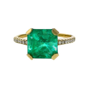 3.83 ct Certified Colombian Emerald Ring 18k White Gold