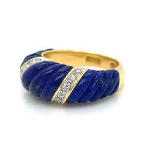 18K Yellow Gold Lapis Lazuli & Diamond Ring