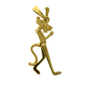 Rare Vintage 18k Yellow Gold Articulated Pink Panther Character Pendant Charm