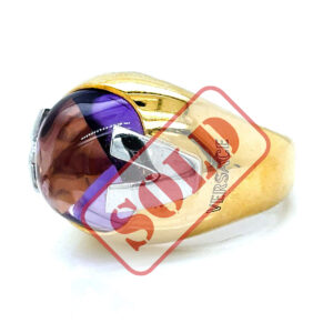 VERSACE 18K Yellow Gold Amethyst Ring