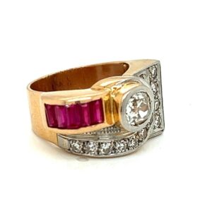 18K Rose Gold Diamond & Ruby Ring