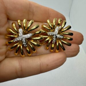 18K Yellow Gold Starburst Diamond Earrings