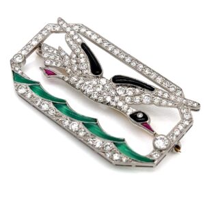 Exquisite Art Deco Platinum Duck Brooch